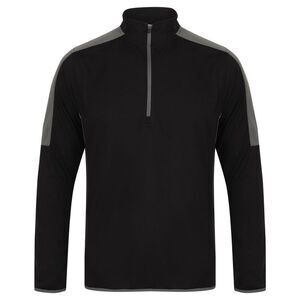 Finden & Hales Mens Contrast Panel Quarter Zip Midlayer / Black/Gunmetal Gray
